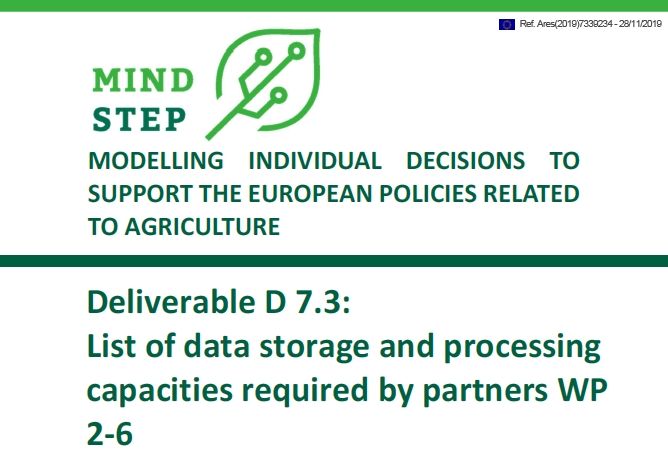 Deliverable D 7.3: List of data storage and processing capacities required by partners