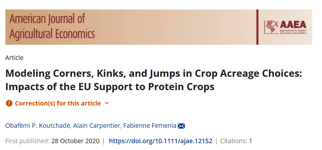 New scientific article on the American Journal of Agricultural Economics 