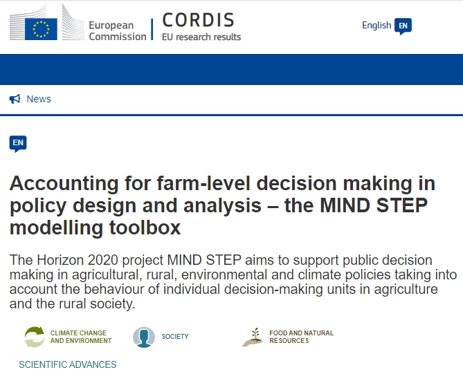 Accounting for farm-level decision making in policy design and analysis – the MIND STEP modelling toolbox